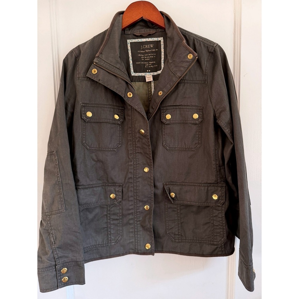 J.Crew Jacket Women L Relaxed Boyfriend Field Utility Gray Cotton Twill 27584